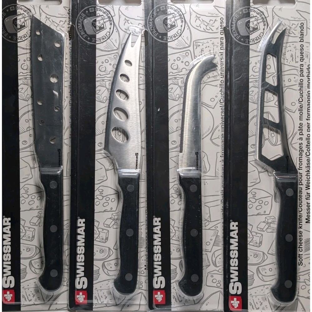Swissmar 4 Piece Cheese Knife Set New Sealed Black Handles